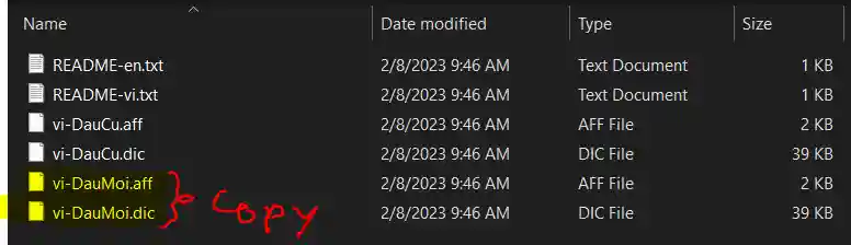 Copy 2 file vi-DauMoi.aff + vi-DauMoi.dic.