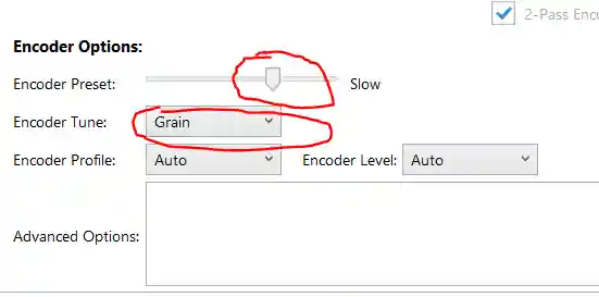 Chọn Encoder Preset và Encoder Tune.