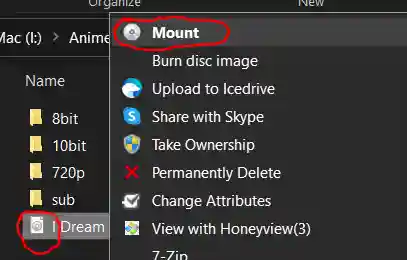 Click chuột phải vào file .iso chọn mount.
